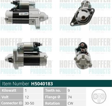 Hoffer H5040183 - Starter autospares.lv