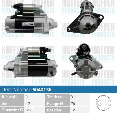 Hoffer H5040136 - Starter autospares.lv