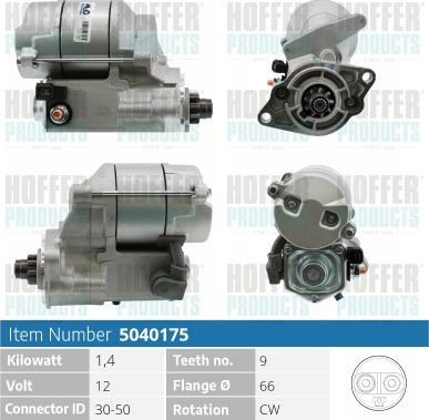 Hoffer H5040175 - Starter autospares.lv