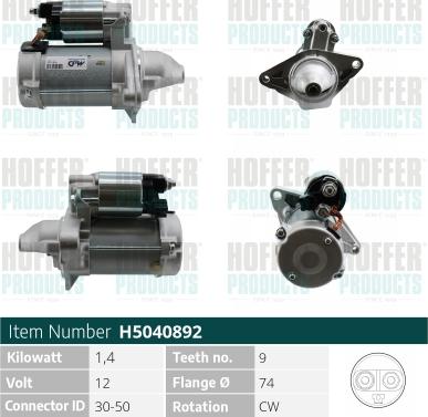 Hoffer H5040892 - Starter autospares.lv