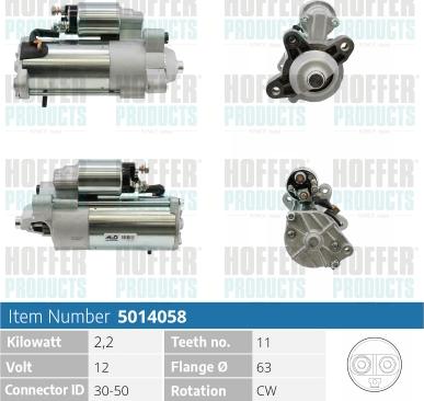 Hoffer H5014058 - Starter autospares.lv