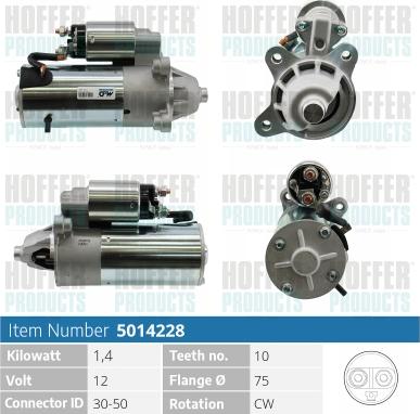 Hoffer H5014228 - Starter autospares.lv