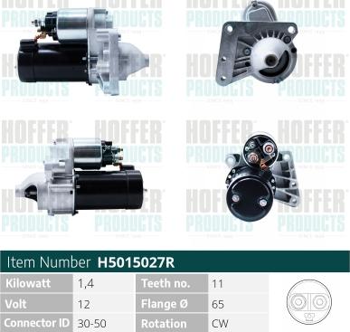 Hoffer H5015027R - Starter autospares.lv