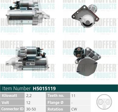 Hoffer H5015119 - Starter autospares.lv