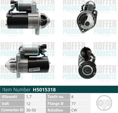 Hoffer H5015318 - Starter autospares.lv