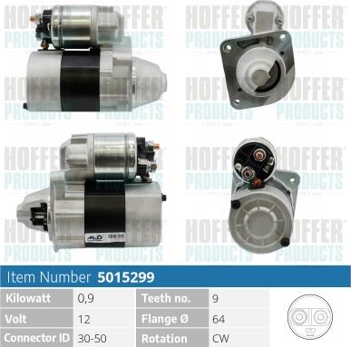 Hoffer H5015299 - Starter autospares.lv