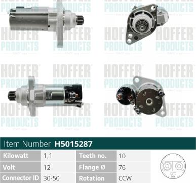 Hoffer H5015287 - Starter autospares.lv