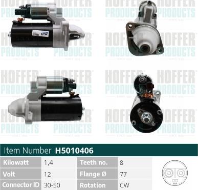 Hoffer H5010406 - Starter autospares.lv