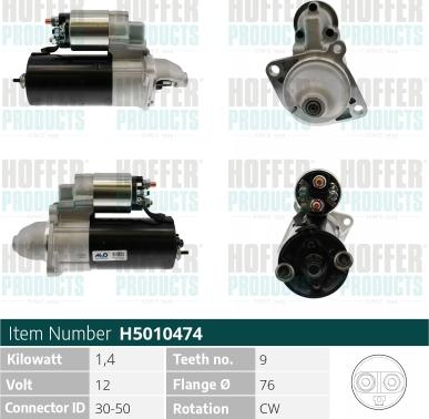 Hoffer H5010474 - Starter autospares.lv