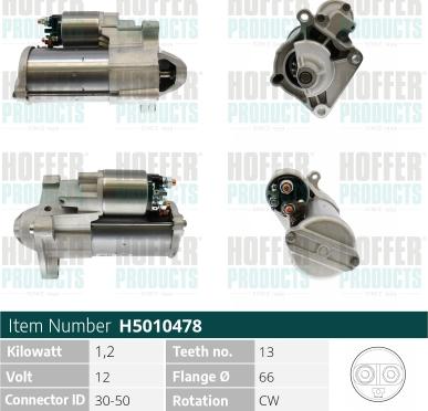 Hoffer H5010478 - Starter autospares.lv