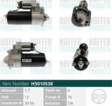 Hoffer H5010538 - Starter autospares.lv