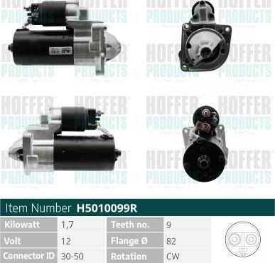 Hoffer H5010099R - Starter autospares.lv