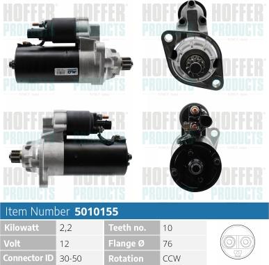 Hoffer H5010155 - Starter autospares.lv