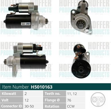 Hoffer H5010163 - Starter autospares.lv