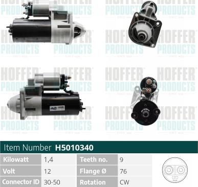 Hoffer H5010340 - Starter autospares.lv