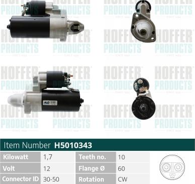 Hoffer H5010343 - Starter autospares.lv