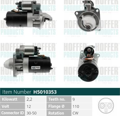 Hoffer H5010353 - Starter autospares.lv