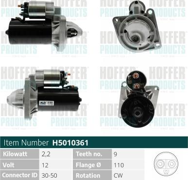 Hoffer H5010361 - Starter autospares.lv