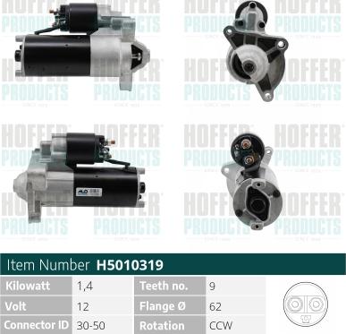 Hoffer H5010319 - Starter autospares.lv