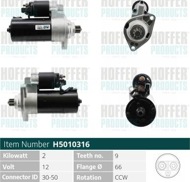 Hoffer H5010316 - Starter autospares.lv