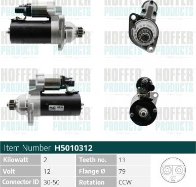 Hoffer H5010312 - Starter autospares.lv