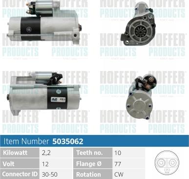 Hoffer H5035062 - Starter autospares.lv