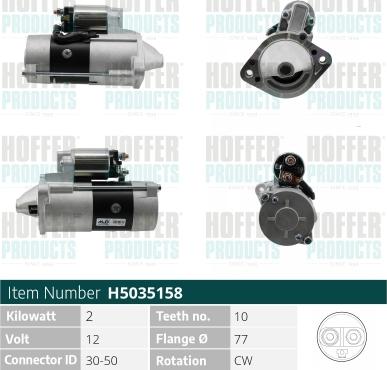 Hoffer H5035158 - Starter autospares.lv