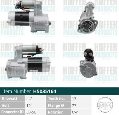 Hoffer H5035164 - Starter autospares.lv