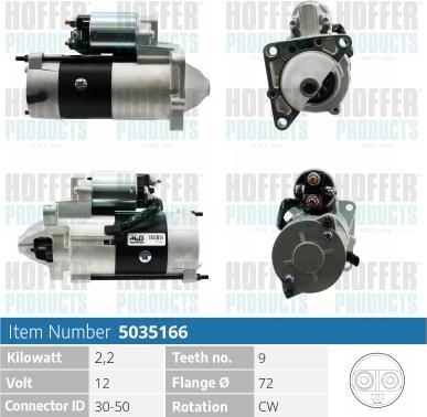 Hoffer H5035166 - Starter autospares.lv