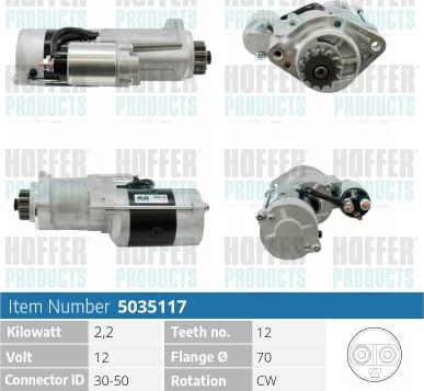 Hoffer H5035117 - Starter autospares.lv