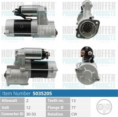 Hoffer H5035205 - Starter autospares.lv