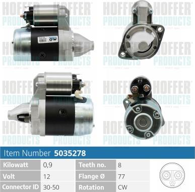 Hoffer H5035278 - Starter autospares.lv