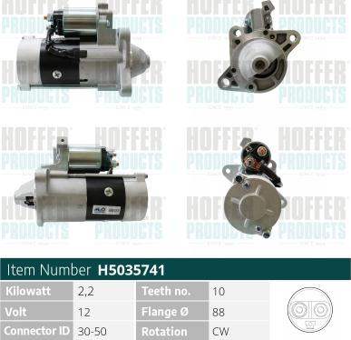 Hoffer H5035741 - Starter autospares.lv