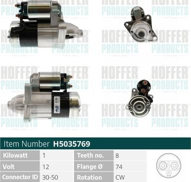 Hoffer H5035769 - Starter autospares.lv