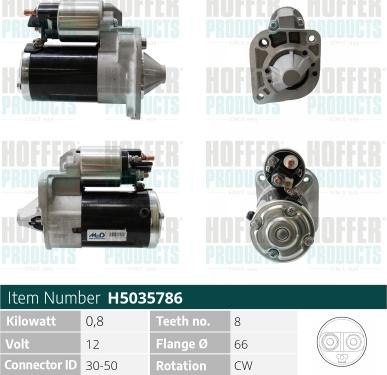 Hoffer H5035786 - Starter autospares.lv