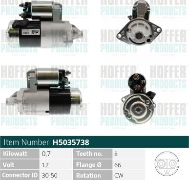 Hoffer H5035738 - Starter autospares.lv