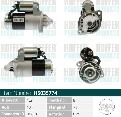 Hoffer H5035774 - Starter autospares.lv