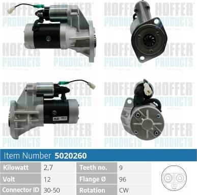 Hoffer H5020260 - Starter autospares.lv