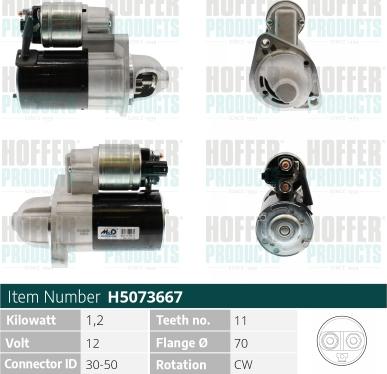 Hoffer H5073667 - Starter autospares.lv