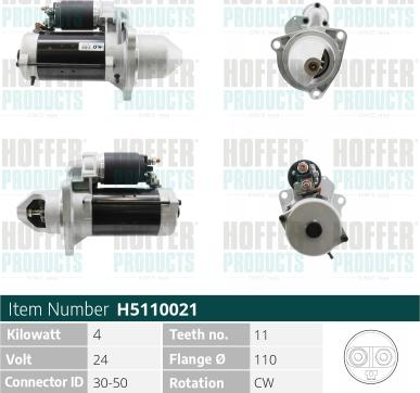 Hoffer H5110021 - Starter autospares.lv