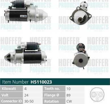 Hoffer H5110023 - Starter autospares.lv