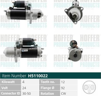 Hoffer H5110022 - Starter autospares.lv