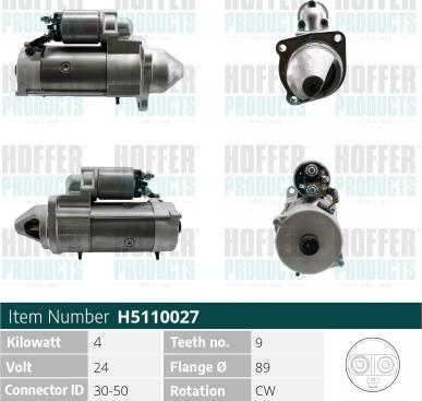 Hoffer H5110027 - Starter autospares.lv