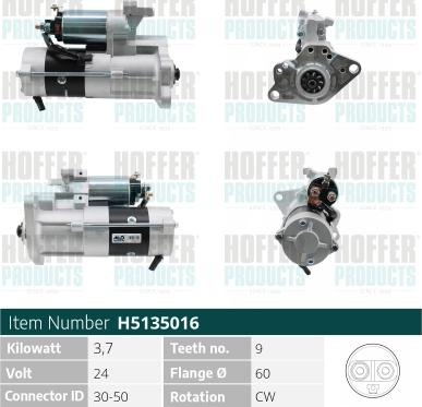 Hoffer H5135016 - Starter autospares.lv