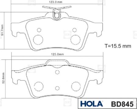 Hola BD845 - Brake Pad Set, disc brake autospares.lv