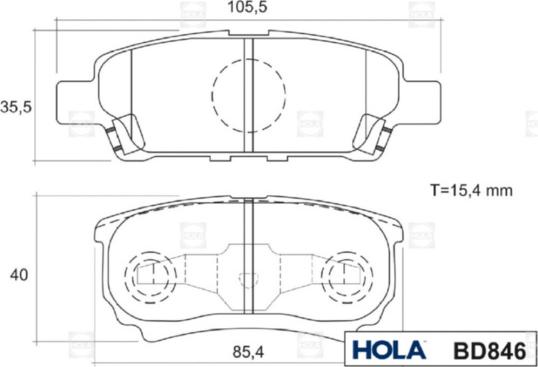 Hola BD846 - Brake Pad Set, disc brake autospares.lv