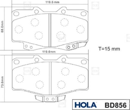 Hola BD856 - Brake Pad Set, disc brake autospares.lv
