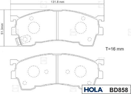 Hola BD858 - Brake Pad Set, disc brake autospares.lv