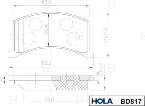 Hola BD817 - Brake Pad Set, disc brake autospares.lv