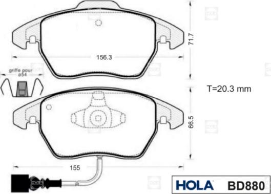 Hola BD880 - Brake Pad Set, disc brake autospares.lv